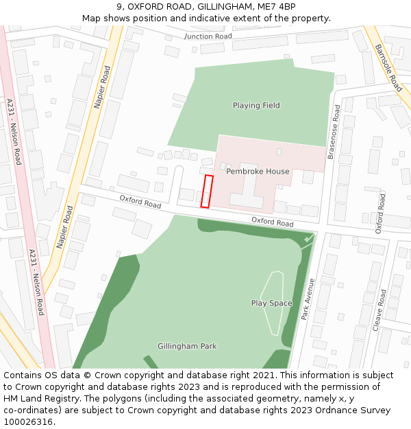 9, OXFORD ROAD, GILLINGHAM, ME7 4BP: Location map and indicative extent of plot
