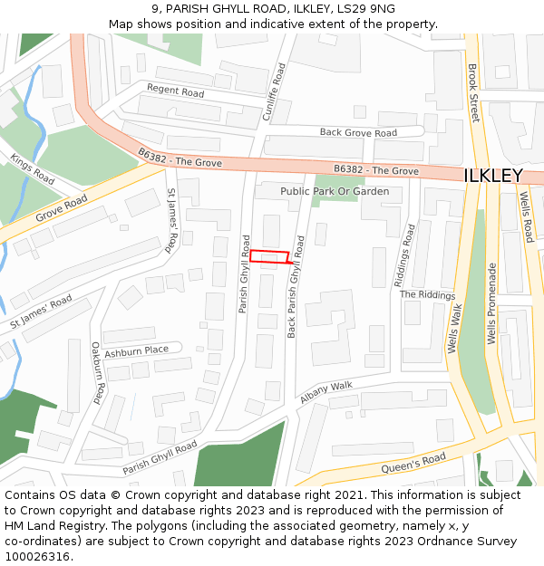 9, PARISH GHYLL ROAD, ILKLEY, LS29 9NG: Location map and indicative extent of plot