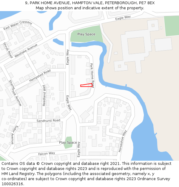 9, PARK HOME AVENUE, HAMPTON VALE, PETERBOROUGH, PE7 8EX: Location map and indicative extent of plot