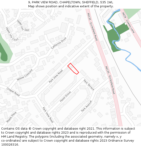 9, PARK VIEW ROAD, CHAPELTOWN, SHEFFIELD, S35 1WL: Location map and indicative extent of plot
