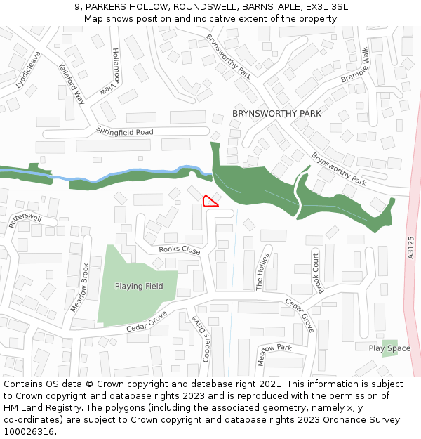 9, PARKERS HOLLOW, ROUNDSWELL, BARNSTAPLE, EX31 3SL: Location map and indicative extent of plot