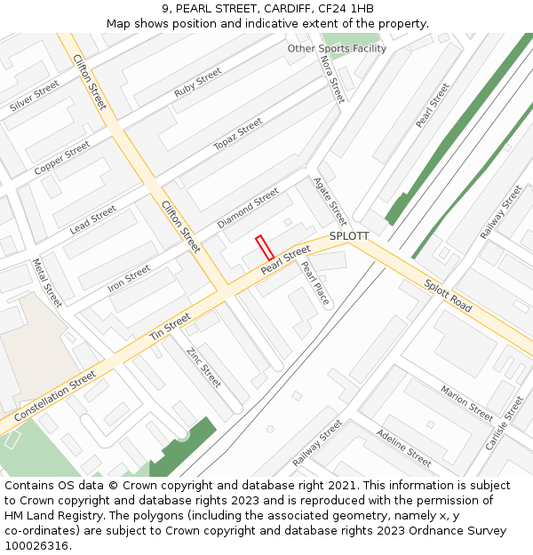 9, PEARL STREET, CARDIFF, CF24 1HB: Location map and indicative extent of plot