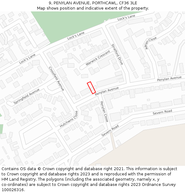 9, PENYLAN AVENUE, PORTHCAWL, CF36 3LE: Location map and indicative extent of plot