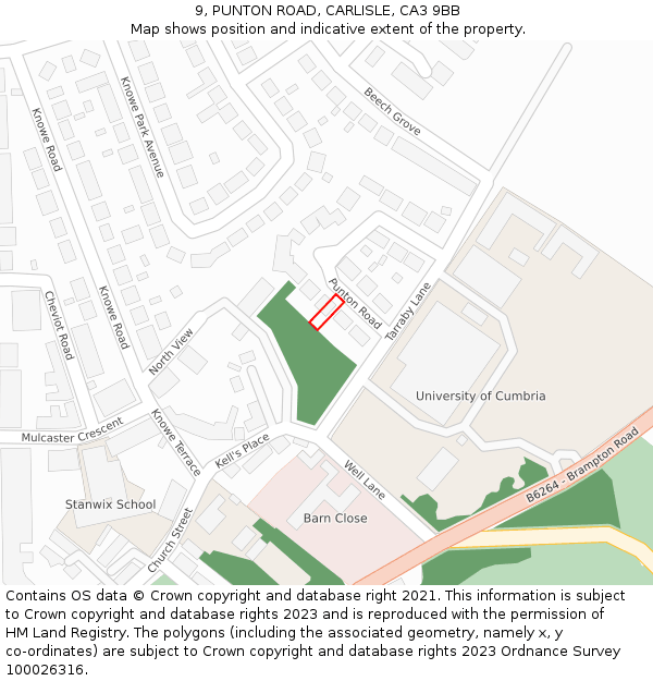 9, PUNTON ROAD, CARLISLE, CA3 9BB: Location map and indicative extent of plot