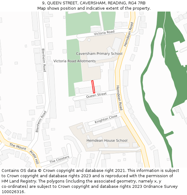 9, QUEEN STREET, CAVERSHAM, READING, RG4 7RB: Location map and indicative extent of plot