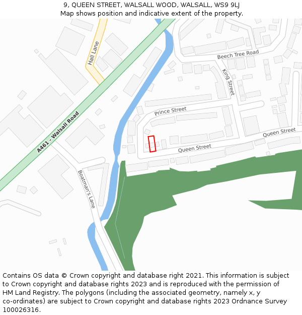 9, QUEEN STREET, WALSALL WOOD, WALSALL, WS9 9LJ: Location map and indicative extent of plot