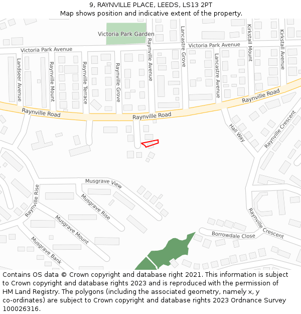 9, RAYNVILLE PLACE, LEEDS, LS13 2PT: Location map and indicative extent of plot