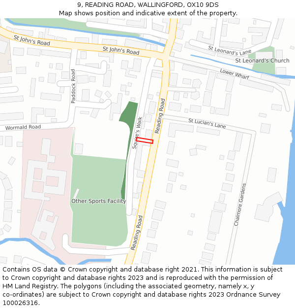 9, READING ROAD, WALLINGFORD, OX10 9DS: Location map and indicative extent of plot