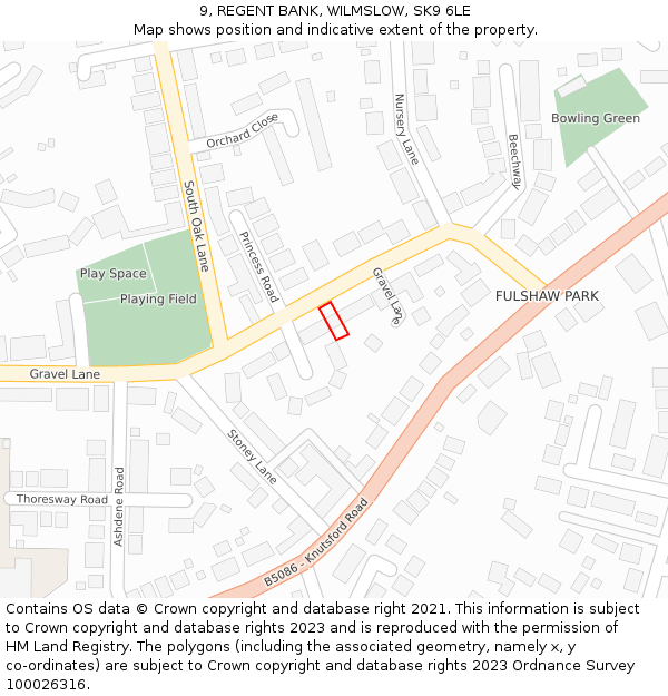 9, REGENT BANK, WILMSLOW, SK9 6LE: Location map and indicative extent of plot