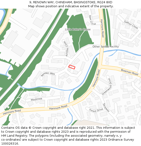 9, RENOWN WAY, CHINEHAM, BASINGSTOKE, RG24 8XD: Location map and indicative extent of plot