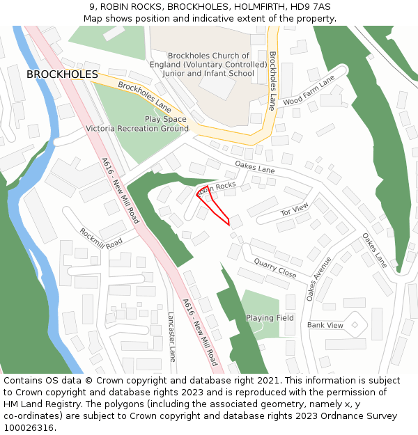 9, ROBIN ROCKS, BROCKHOLES, HOLMFIRTH, HD9 7AS: Location map and indicative extent of plot