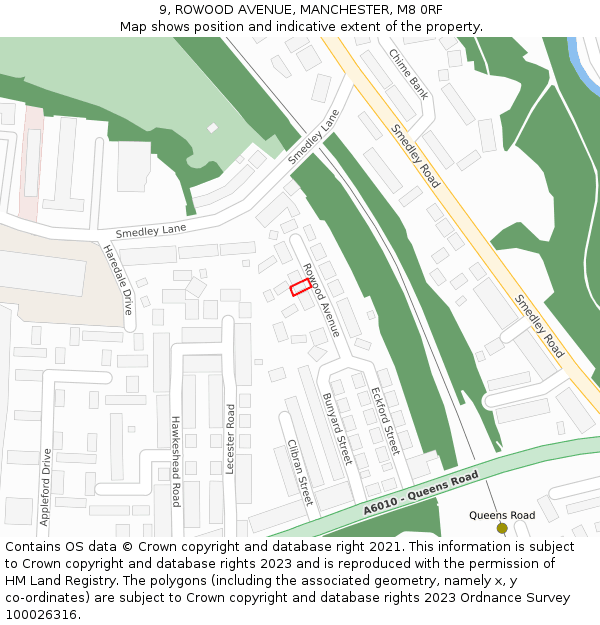 9, ROWOOD AVENUE, MANCHESTER, M8 0RF: Location map and indicative extent of plot