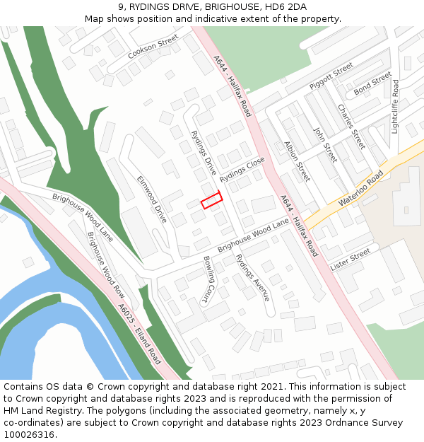 9, RYDINGS DRIVE, BRIGHOUSE, HD6 2DA: Location map and indicative extent of plot