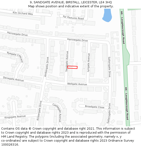 9, SANDGATE AVENUE, BIRSTALL, LEICESTER, LE4 3HQ: Location map and indicative extent of plot