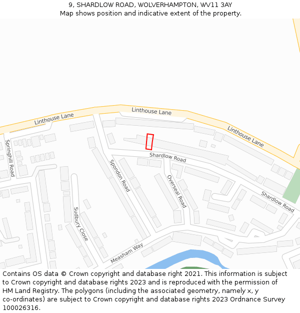 9, SHARDLOW ROAD, WOLVERHAMPTON, WV11 3AY: Location map and indicative extent of plot