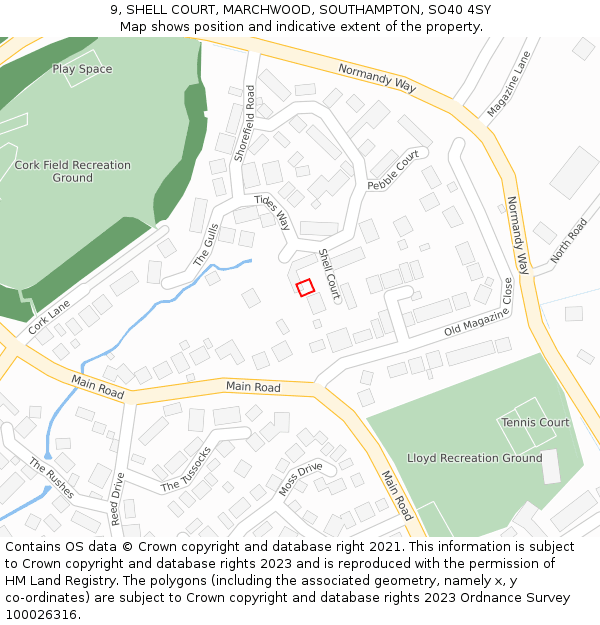 9, SHELL COURT, MARCHWOOD, SOUTHAMPTON, SO40 4SY: Location map and indicative extent of plot