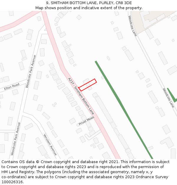9, SMITHAM BOTTOM LANE, PURLEY, CR8 3DE: Location map and indicative extent of plot