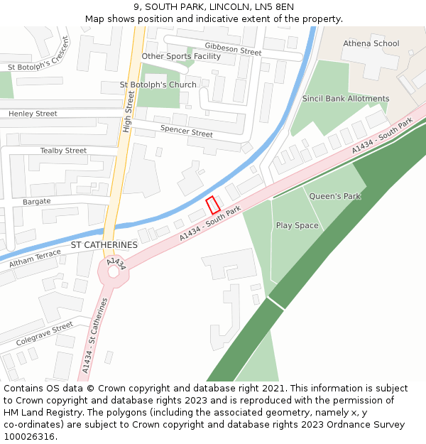 9, SOUTH PARK, LINCOLN, LN5 8EN: Location map and indicative extent of plot