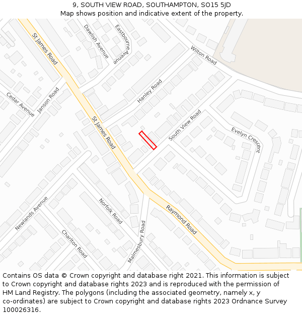 9, SOUTH VIEW ROAD, SOUTHAMPTON, SO15 5JD: Location map and indicative extent of plot