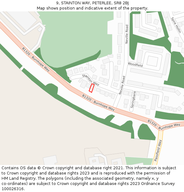 9, STAINTON WAY, PETERLEE, SR8 2BJ: Location map and indicative extent of plot