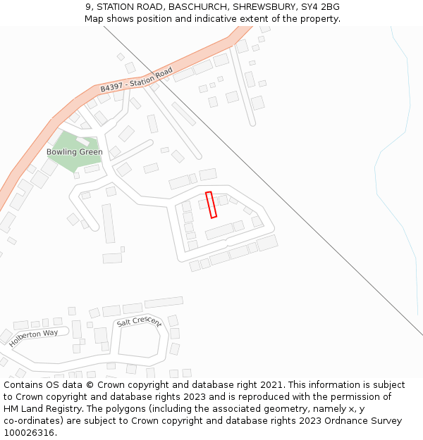 9, STATION ROAD, BASCHURCH, SHREWSBURY, SY4 2BG: Location map and indicative extent of plot