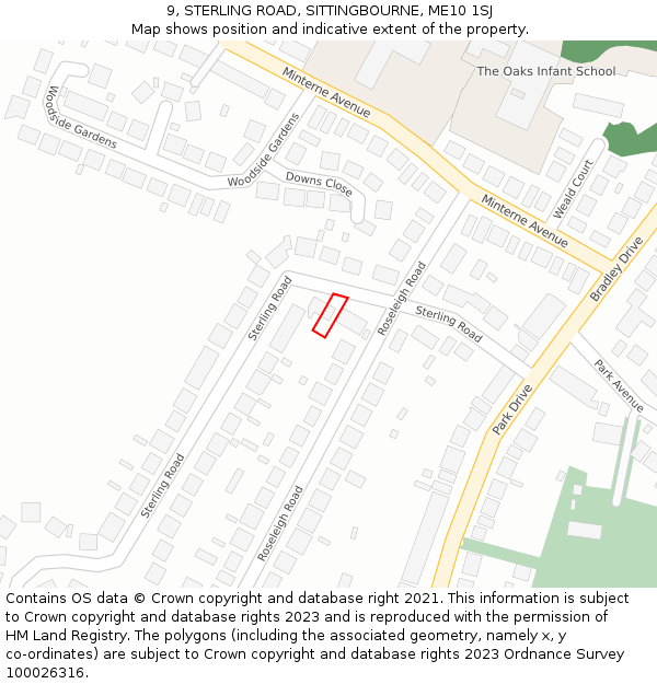 9, STERLING ROAD, SITTINGBOURNE, ME10 1SJ: Location map and indicative extent of plot