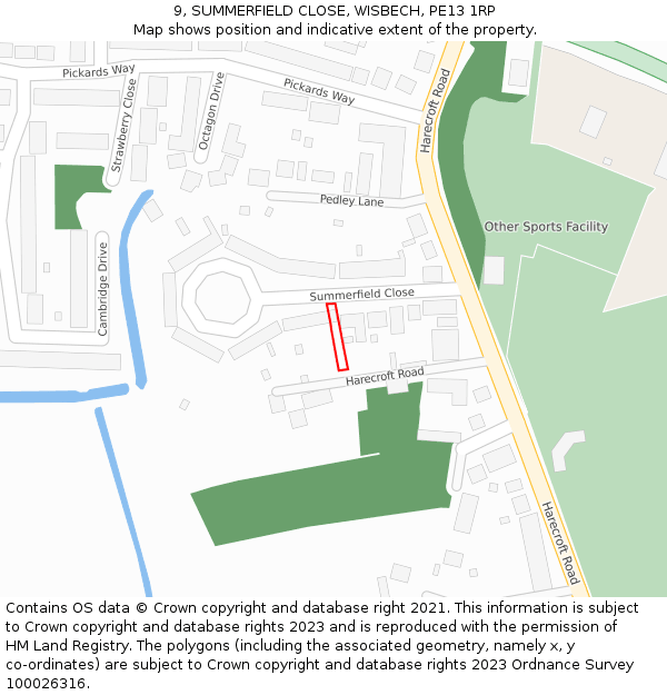 9, SUMMERFIELD CLOSE, WISBECH, PE13 1RP: Location map and indicative extent of plot