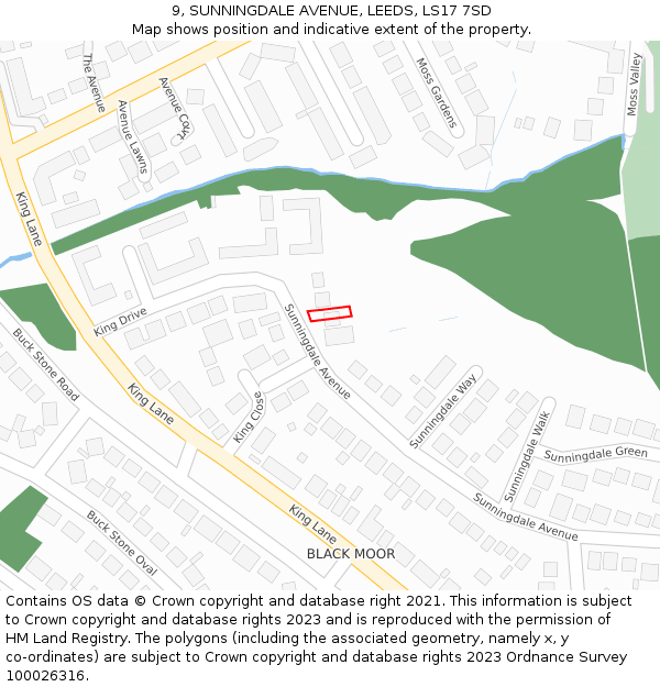 9, SUNNINGDALE AVENUE, LEEDS, LS17 7SD: Location map and indicative extent of plot