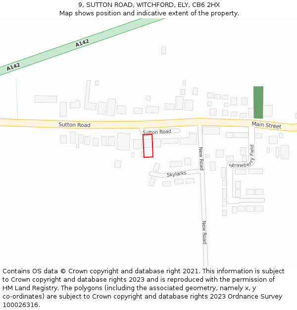 9, SUTTON ROAD, WITCHFORD, ELY, CB6 2HX: Location map and indicative extent of plot