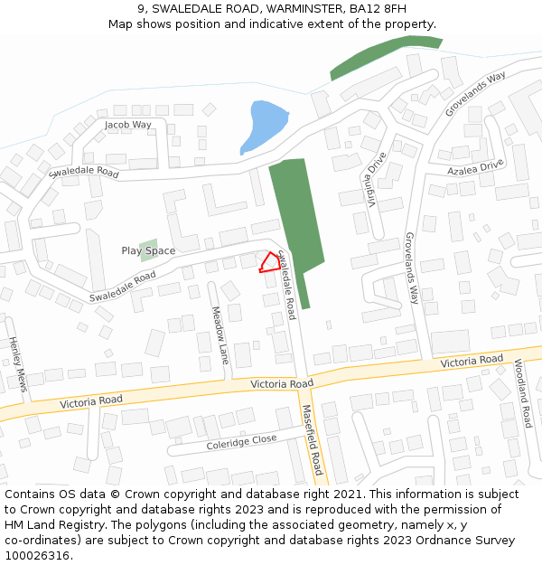 9, SWALEDALE ROAD, WARMINSTER, BA12 8FH: Location map and indicative extent of plot