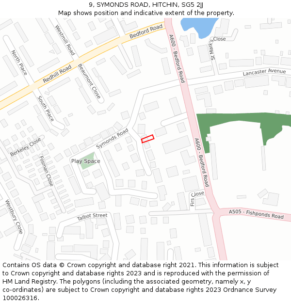 9, SYMONDS ROAD, HITCHIN, SG5 2JJ: Location map and indicative extent of plot
