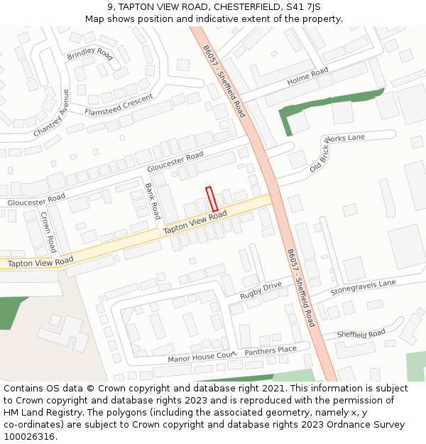 9, TAPTON VIEW ROAD, CHESTERFIELD, S41 7JS: Location map and indicative extent of plot