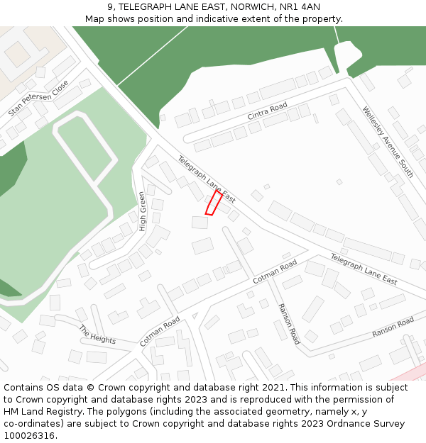 9, TELEGRAPH LANE EAST, NORWICH, NR1 4AN: Location map and indicative extent of plot
