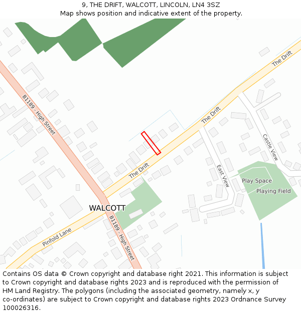 9, THE DRIFT, WALCOTT, LINCOLN, LN4 3SZ: Location map and indicative extent of plot
