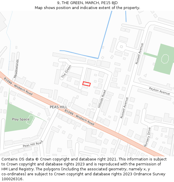 9, THE GREEN, MARCH, PE15 8JD: Location map and indicative extent of plot