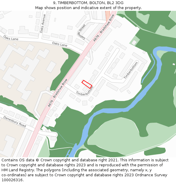 9, TIMBERBOTTOM, BOLTON, BL2 3DG: Location map and indicative extent of plot