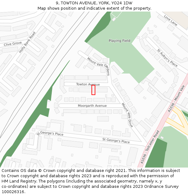 9, TOWTON AVENUE, YORK, YO24 1DW: Location map and indicative extent of plot