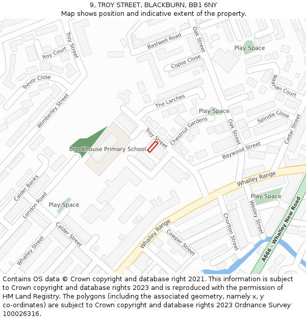 9, TROY STREET, BLACKBURN, BB1 6NY: Location map and indicative extent of plot