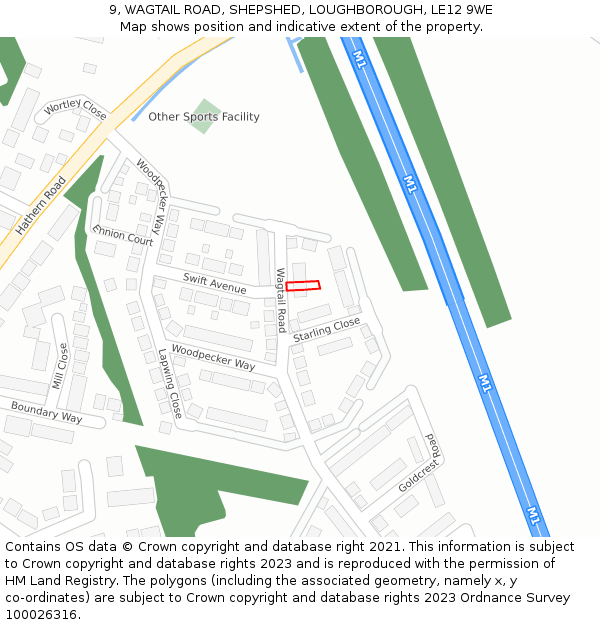 9, WAGTAIL ROAD, SHEPSHED, LOUGHBOROUGH, LE12 9WE: Location map and indicative extent of plot