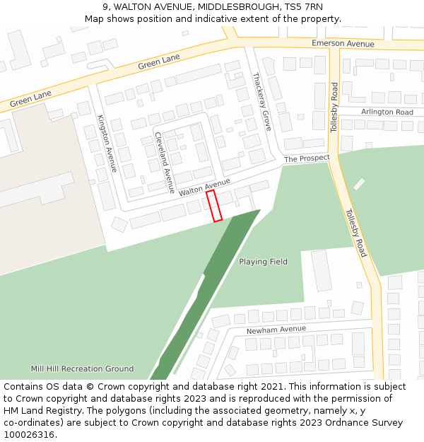 9, WALTON AVENUE, MIDDLESBROUGH, TS5 7RN: Location map and indicative extent of plot