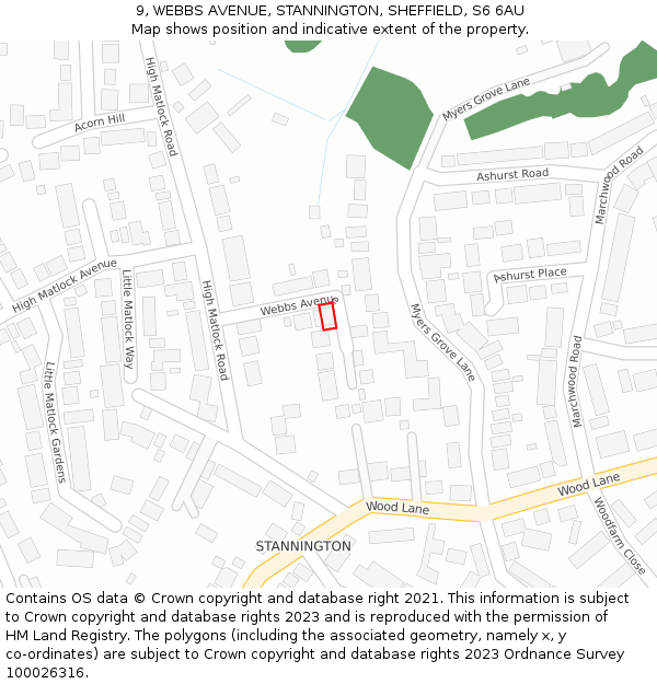 9, WEBBS AVENUE, STANNINGTON, SHEFFIELD, S6 6AU: Location map and indicative extent of plot