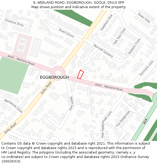 9, WEELAND ROAD, EGGBOROUGH, GOOLE, DN14 0PP: Location map and indicative extent of plot
