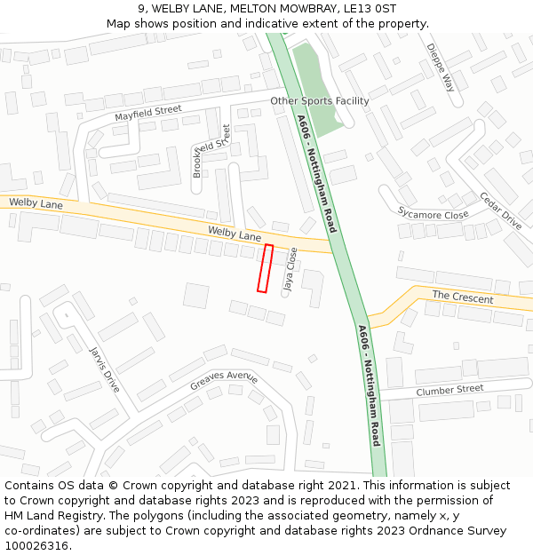 9, WELBY LANE, MELTON MOWBRAY, LE13 0ST: Location map and indicative extent of plot