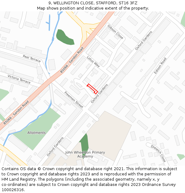 9, WELLINGTON CLOSE, STAFFORD, ST16 3FZ: Location map and indicative extent of plot