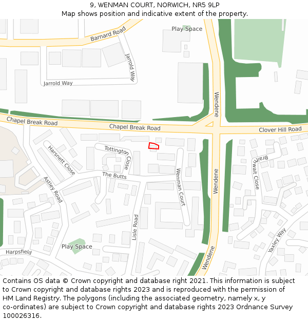 9, WENMAN COURT, NORWICH, NR5 9LP: Location map and indicative extent of plot