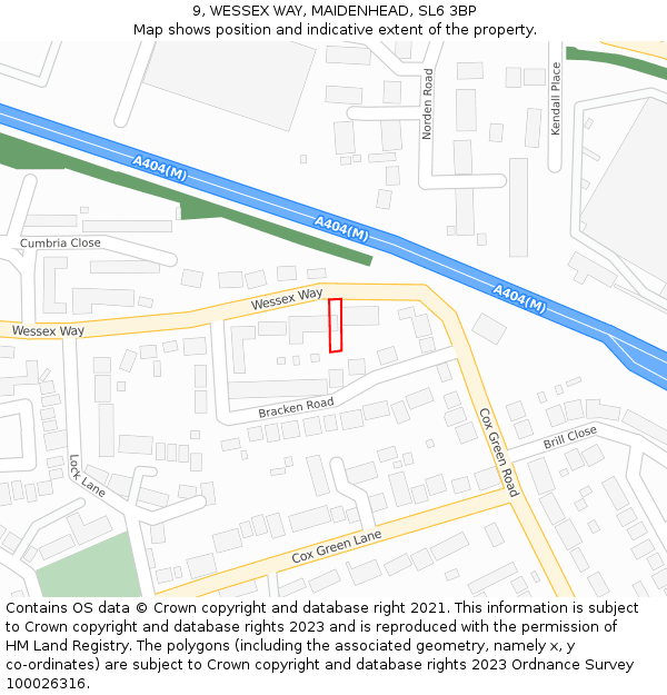 9, WESSEX WAY, MAIDENHEAD, SL6 3BP: Location map and indicative extent of plot