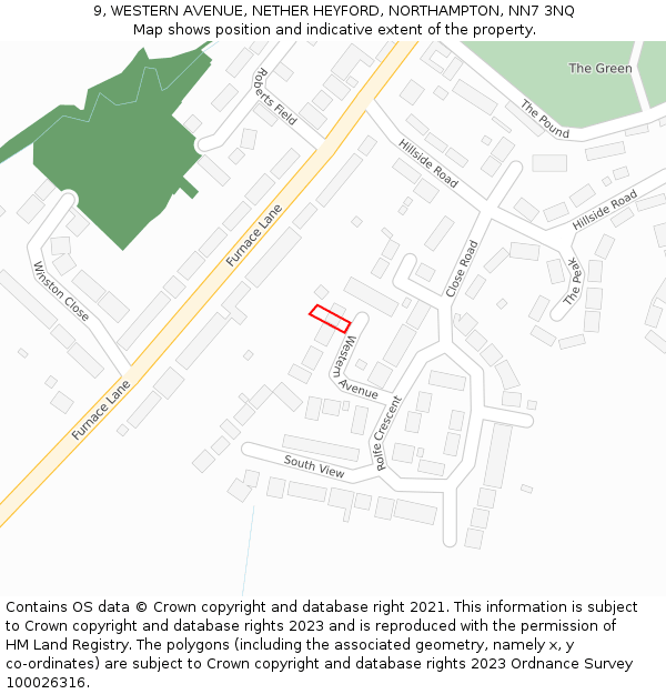9, WESTERN AVENUE, NETHER HEYFORD, NORTHAMPTON, NN7 3NQ: Location map and indicative extent of plot