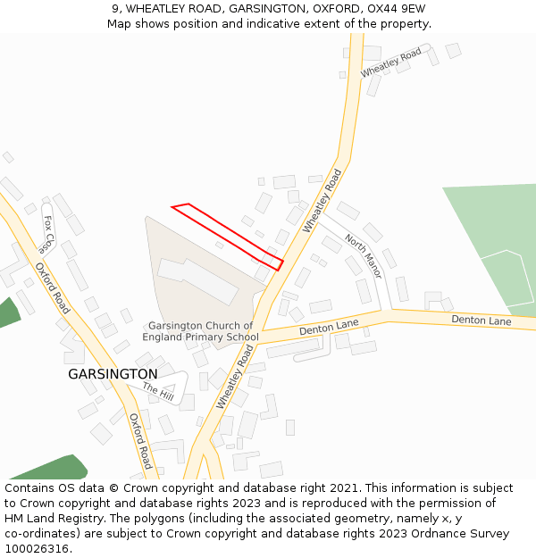 9, WHEATLEY ROAD, GARSINGTON, OXFORD, OX44 9EW: Location map and indicative extent of plot