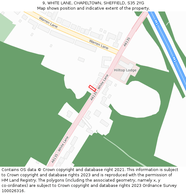 9, WHITE LANE, CHAPELTOWN, SHEFFIELD, S35 2YG: Location map and indicative extent of plot