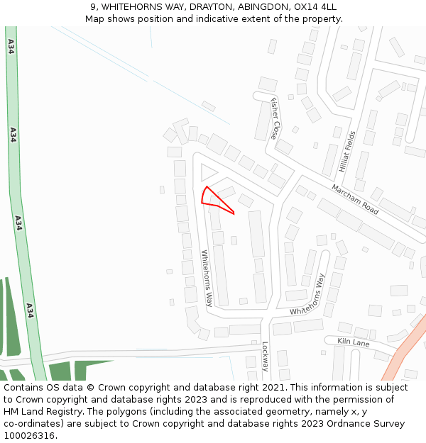 9, WHITEHORNS WAY, DRAYTON, ABINGDON, OX14 4LL: Location map and indicative extent of plot